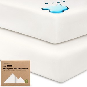KeaBabies 2pk Isla Waterproof Mini Crib Sheets for Boy, Girl, 38x26 Soft Pack and Play Sheets for Graco Pack and Play Mattress - 1 of 4