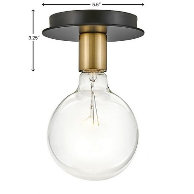 Lacquered Brass and Black Mid-Century Modern Flush Mount Light