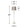 360 Lighting Vintage Shabby Chic Floor Lamp 60" Tall Antique White Washed Taupe Gray Drum Shade for Living Room Reading Bedroom Office - 4 of 4