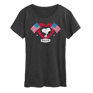 Women's - Peanuts - Snoopy Since 1776 Flag Heart Short Sleeve Graphic T-Shirt - 1 of 4