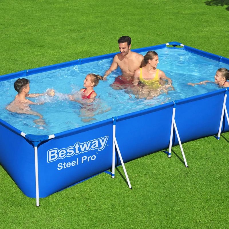 Bestway Steel Pro 13 Foot x 32 Inch Rectangular Above Ground Outdoor Pool Steel Framed Vinyl Swimming Pool with 1,506 Gallon Water Capacity, Blue, 4 of 8