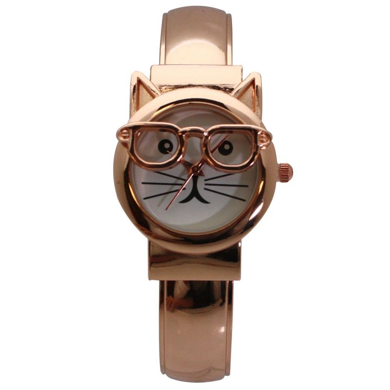 Olivia Pratt Cat with Glasses Face Bangle Women Watch, 1 of 5