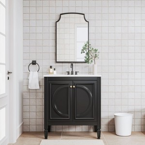 PexFix Black Bathroom Vanity Set with Arched Mirror 30 Inch Single Sink Vanity Cabinet with Soft-Close Doors & Drawers for Bathroom Storage and Décor - 1 of 4