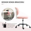 TiramisuBest Pink Linen Armless Mid-Back Office Chair: Adjustable Height, Swivel Wheels, 265 lbs Capacity - 3 of 4