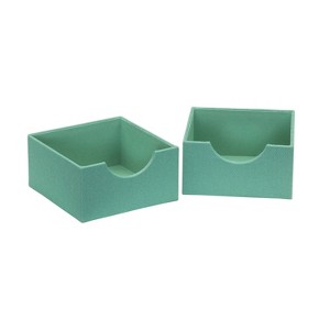 Household Essentials Set of 2 Square Drawer Trays Seafoam: Stackable Decorative Storage Boxes, 6x6x3, Spot Clean - 1 of 4