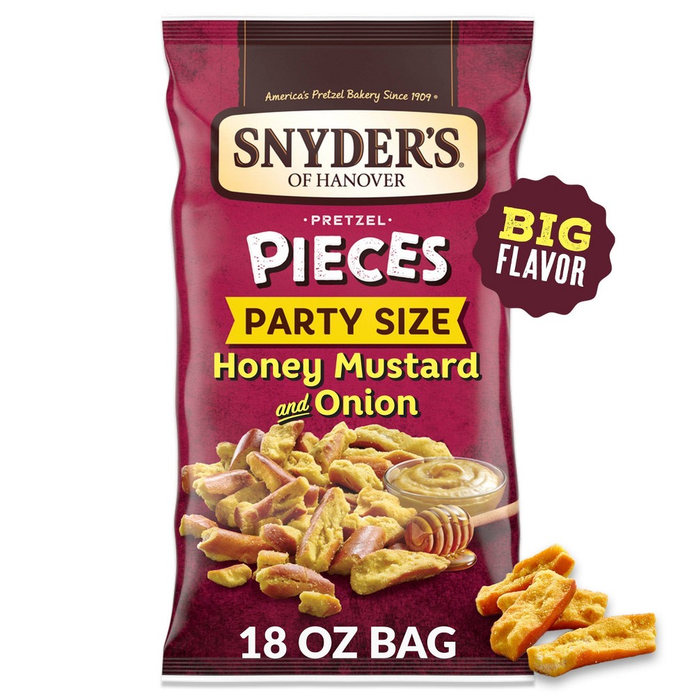 Pack of 12 Snyder's of Hanover Pretzel Pieces Honey Mustard and Onion Party Size - 8oz