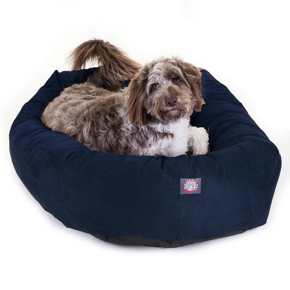 Photos - Bed & Furniture Majestic Pet Suede Bagel Dog Bed - Navy - 52" 
