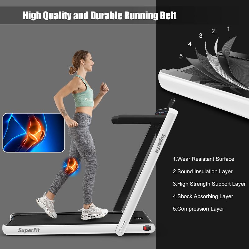 SuperFit 2.25HP 2 in 1 Dual Display Treadmill Jogging Machine W/ Speaker, 3 of 11