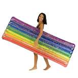 PoolCandy Large Inflatable Rainbow Pool Raft Deluxe Ultra Durable Sun Tan Fun Great For Pools, Lakes, And More