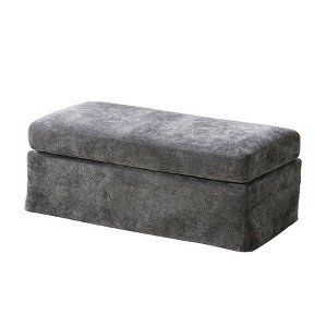 TiramisuBest Modern Upholstered Chenille Ottoman,46" Square Footstool with Sturdy Metal Legs for Living, Bedroom, Entryway, and Office, Beige - 1 of 4