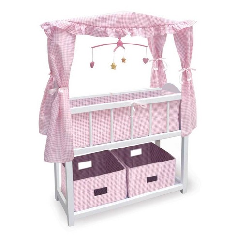 Doll Crib with Two Baskets and Free Personalization Kit - Executive Gray
