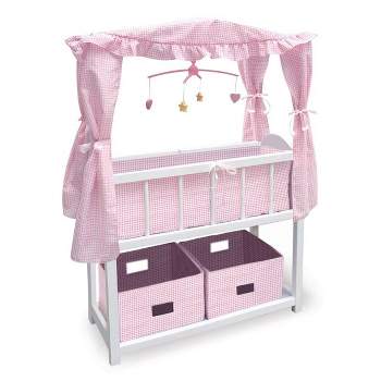 Badger Basket Doll Canopy Crib with Mobile & Storage Bins