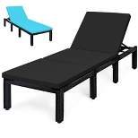 Costway Patio Rattan Lounge Chair Chaise Recliner Adjust Cushion Cover