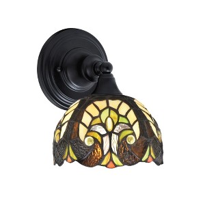 Toltec Lighting Any 1 - Light Sconce in  Matte Black with 7" Ivory Cypress Art Glass Shade - 1 of 1