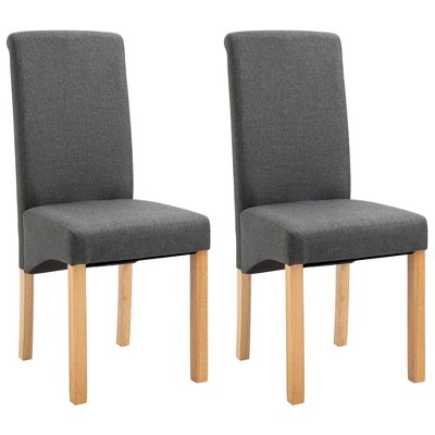 vidaXL Dining Chairs, 2 Pcs, Gray Fabric