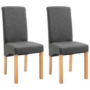 vidaXL Dining Chairs, 2 Pcs, Gray Fabric - 1 of 4