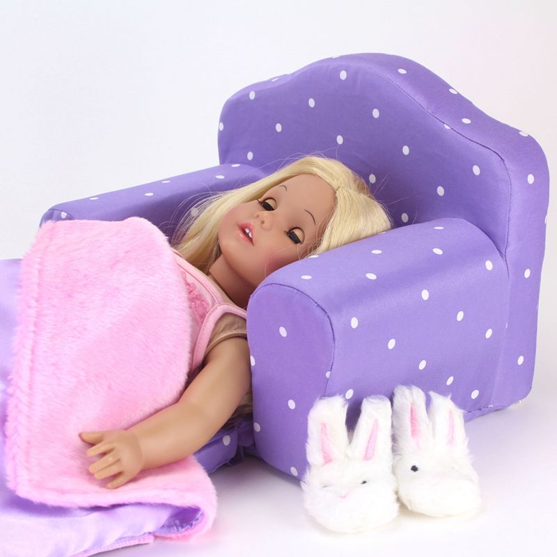Sophia’s Polka Dot Pull-Out Chair Bed for 18'' Dolls, Purple, 3 of 6
