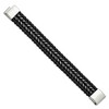 Black Bow Jewelry 20mm Stainless Steel Black Woven Leather and Chain Bracelet, 8.5 Inch - 2 of 4