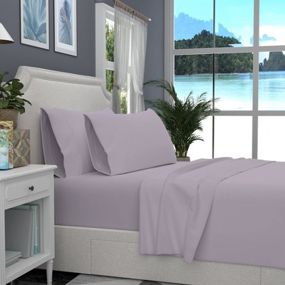 Queen 300 Thread Count Organic Cotton Brushed Percale Sheet Set Lavender - Purity Home