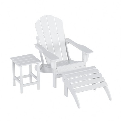 WestinTrends Malibu HDPE Outdoor Patio Folding Poly Adirondack Chair with Ottoman and Side Table (3-Piece)