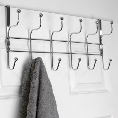 Home Basics Nico 6 Hook Over the Door Hanging Rack, Chrome