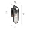 Brix 16 inch 1 Light Outdoor Wall Light with Ribbed Clear Glass in Textured Black - image 2 of 3