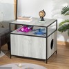 Gulches PawHut Wooden Cat Litter Box Enclosure with Magnetic Doors & Storage - Gray - 2 of 4