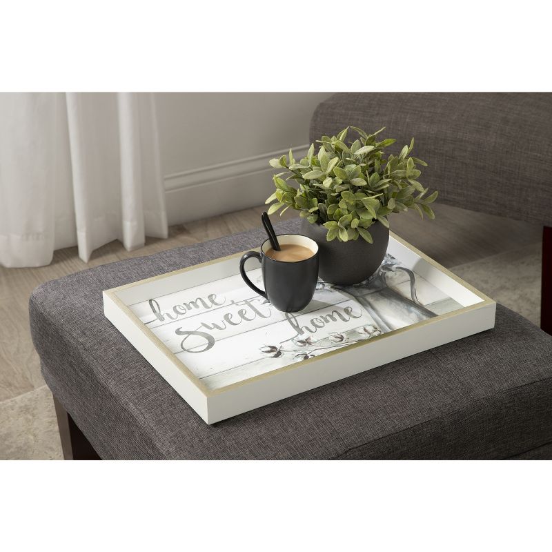 Amanti Art Farmhouse Cotton Home Sweet Home Decorative Wood Ottoman/Coffee Table Tray 13x19 Inch, 3 of 7