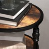 Round Side Table with Three Shelves Brown Elegant Coffee Table for Small Spaces High Load Capacity Easy to Assemble - 2 of 4