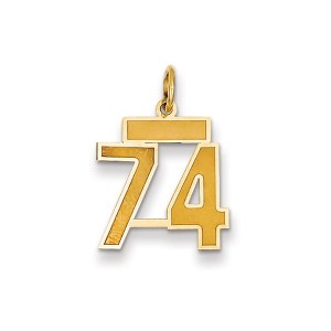 Black Bow Jewelry 14k Yellow Gold, Jersey Collection, Small Number 74 Pendant - 1 of 2