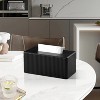LunaLulinlk Stylish PU Leather Rectangular Tissue Box Holder with Magnetic Bottom Cover for Bedroom or Office (in Black Stria) - 3 of 4