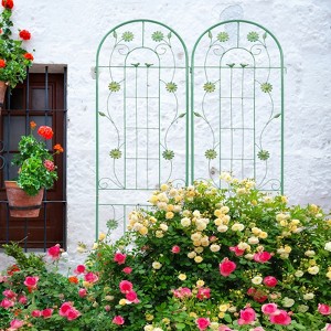 2 Pack Metal Garden Trellis 86.7" x 19.7" Rustproof Trellis for Climbing Plants Outdoor Flower Support Green - 1 of 1