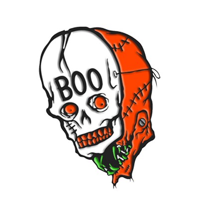 Trick or Treat Studios Adult Toxictoons Boo! Skull Face Enamel Painted Lapel Pin - White