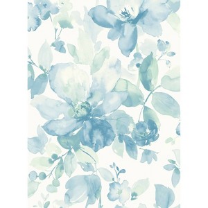 NextWall Seaglass Watercolor Flower Peel and Stick Wallpaper - 1 of 4