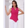 INSPIRE CHIC Women's Wrap V Neck Sleeveless Business Dressy Asymmetrical Shirts - 4 of 4