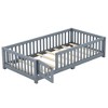 NicBex Twin Size Wood Montessori Bed with Safety Guardrails,Floor Bed with Door,Modern Toddler Bed for Bedroom - 4 of 4