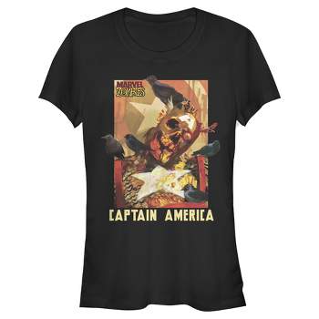 Juniors Womens Marvel Zombies Captain America Bird Brain T-Shirt