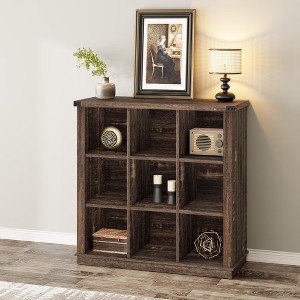Wood Book Shelf, 9-Cube Storage Organizer Bookshelf, 3-Tier Minimalist Floor Standing Display Cabinet for Living Room, Bedroom, or Home Office - 1 of 4