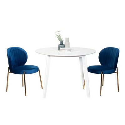 NicBex 3-Piece Dining Table Set for 2 People,Modern Kitchen Table with Upholstered Velvet Dining Chairs,Metal Legs