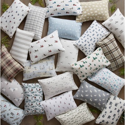Blue Cotton Flannel Queen Sheet Set with Snow Days Print