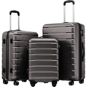 Coolife Luggage Suitcase Carry-on Spinner TSA Lock USB Port Lightweight Hardside Luggage (Gray, 3 piece set) - 1 of 4