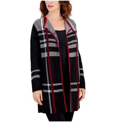 Kasper Womens Edge to Edge Cardigan Sweater, Black, X-Small