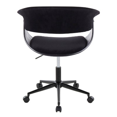 Black Velvet and Metal Swivel Office Chair