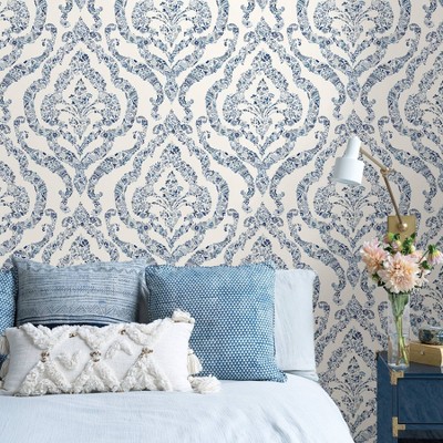 Brewster Guildford Peel and Stick Wallpaper Blue