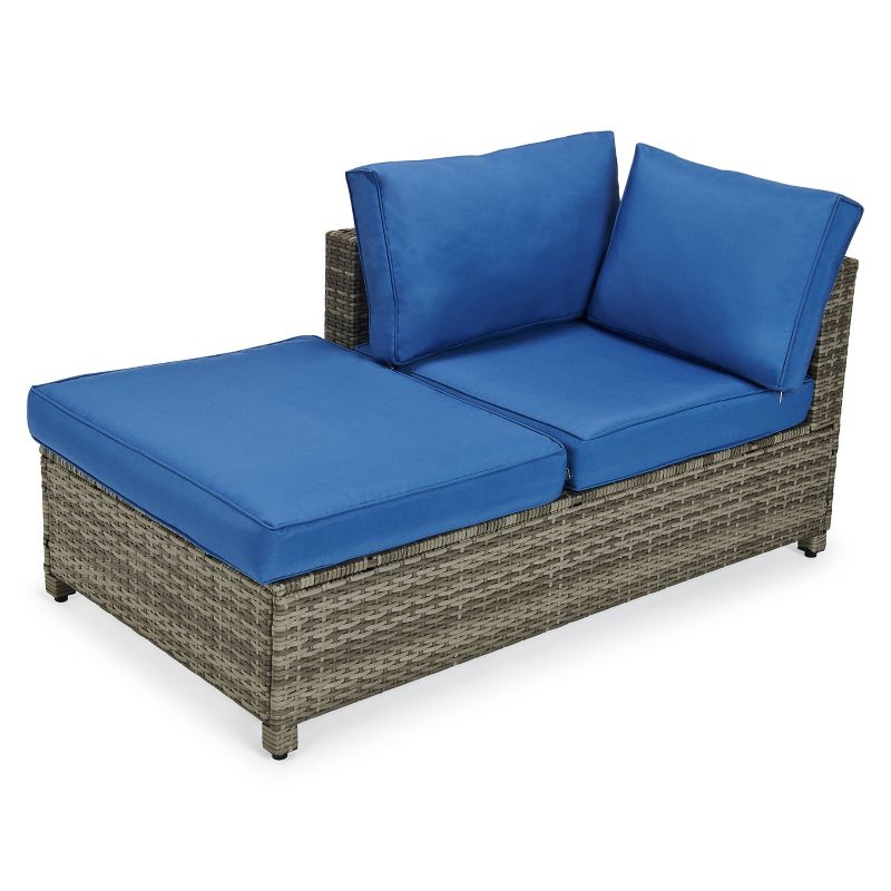 4pc Wicker Patio Sectional Seating Set - Blue - EDYO LIVING, 5 of 11
