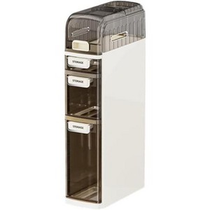 4 Tier Bathroom Floor Cabinet, Narrow Storage Cabinet with Clear Drawers, Free Standing Shelf Unit, Slim Organizer for Bathroom or Office,18x41x78cm - 1 of 4