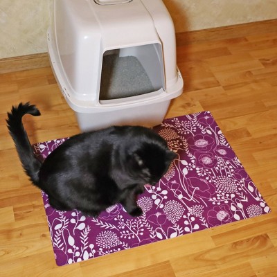 Medium Purple Floral Waterproof Cat Litter Mat