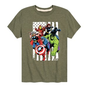 Boys' - Marvel - Avengers American Flag Short Sleeve Graphic T-Shirt - 1 of 4