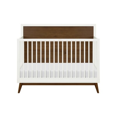 Palma White and Walnut 4-in-1 Convertible Crib with Toddler Bed Kit