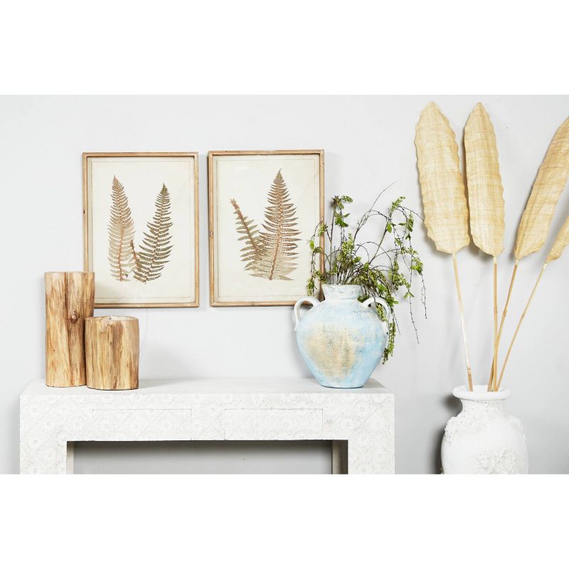 Wood Leaf Fern Framed Wall Art with White Backing Set of 2 Brown - Olivia &#38; May, 1 of 41